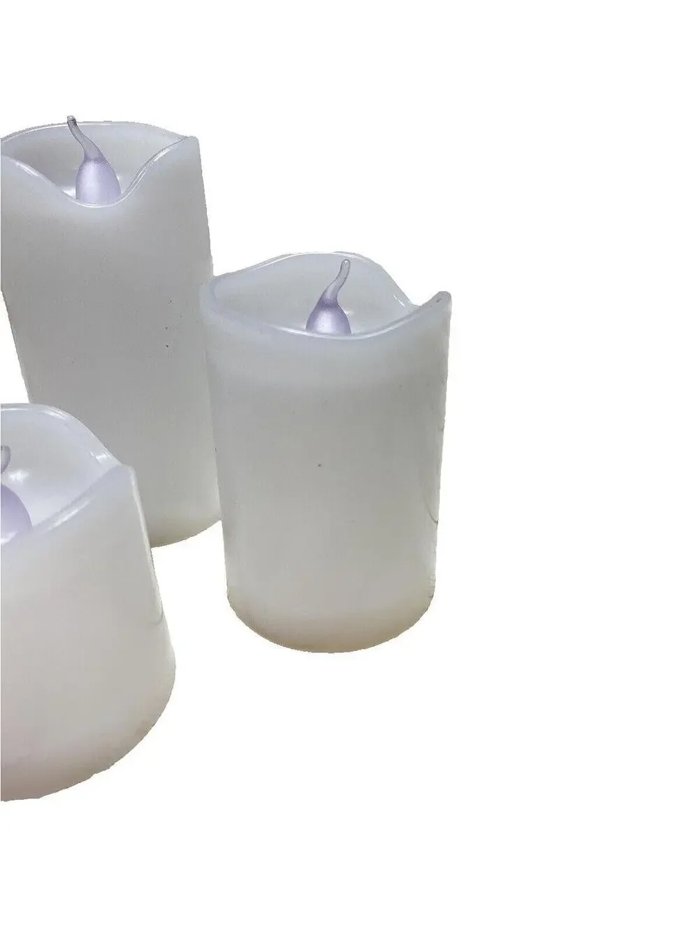 3 Piece White Pillar Style Battery LED Candle Set Flameless Decorative Lights